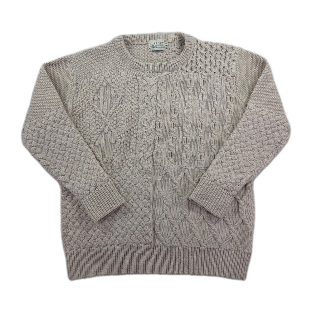 Blarney Woolen Mills Sweater Womens 2XL Merino Cable Knit Fisherman‎ Aran